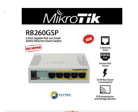 Mikrotik RB260GSP CSS106-1G-4P-1S 5-port gigabit PoE managed switch SFP