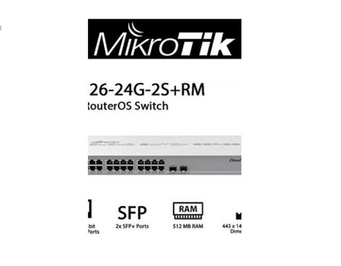 mikrotik crs32624g2s+rm cloud router switch 32624g2s+rm 24 gigabit port switch with 2 x sfp+ cages in 1u rackmount case, dual boot routeros or switchos