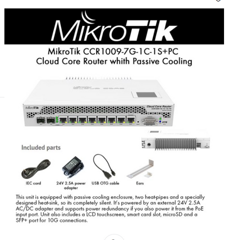 MikroTik CCR1009-7G-1C-1S+PC Cloud Core Router whith Passive Cooling