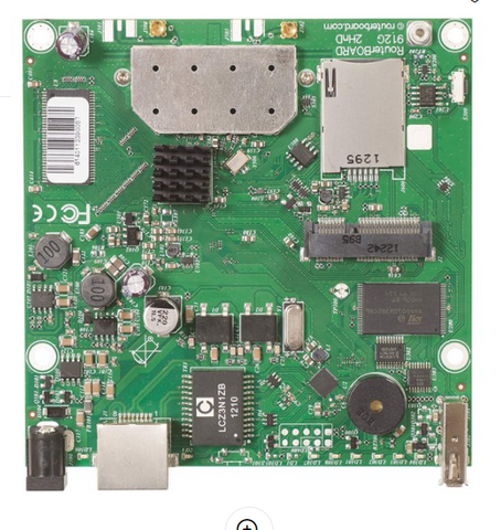 MikroTik - RB912UAG-2HPND - RouterBOARD 912UAG with 600Mhz Atheros CPU, 64MB RAM, 1xGigabit LAN, USB, miniPCIe, builtin 2.4Ghz 802.11b/g/n 2x2 two chain wireless, 2xMMCX connectors, RouterOS L4.