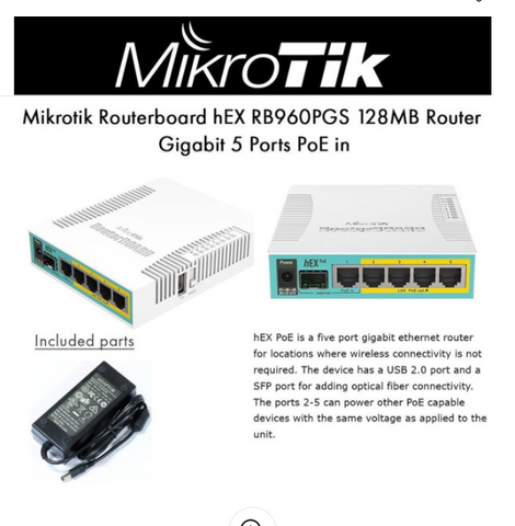 MikroTik Routerboard hEX PoE RB960PGS 5 Port Gigabit Ethernet Router